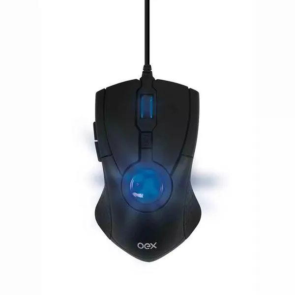 Mouse Oex Gamer Energy com Fio USB 3200 DPI 6 Botões LED Azul