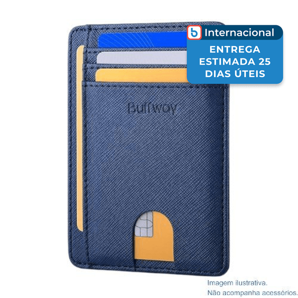 Porta-Cartão Buffway Slim Com Bloqueio RFID Azul Escuro A-MBI