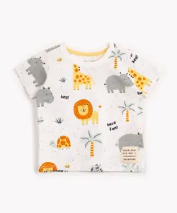 camiseta de algodão botonê bichos manga curta branca 4