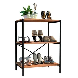 Sapateira Multiuso Hall De Entrada 60cm 3 Prateleiras Padova Demolição-preto - Artefamol