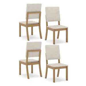 Cadeira Para Mesa De Jantar Milla Kit 4 Peças Nature Linho - Henn