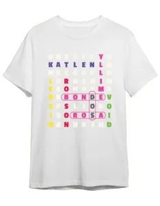 Camiseta de Algodão Dos Rosa Manga Curta Branca Palavra Cruzada 8 / Branco