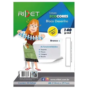 Bloco de Desenho 10024 para Técnicas Secas 140 GRAMAS Formato A4 210X297MM com 20 Folhas Branco Bloco de Desenho 10024 140 GRAMAS Formato A4 210X297MM com 20 Folhas para Uso Escolar Branco