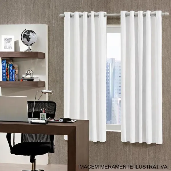 Cortina Corta Luz Bella & Co 300x170cm Ilhos Branca (MP)