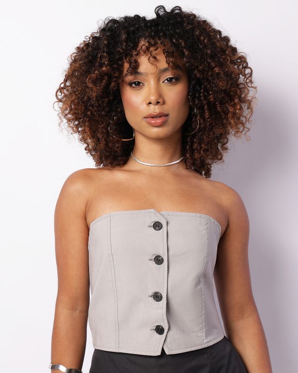 Blusa Feminina Berry & Co. Tomara Que Caia Cinza G