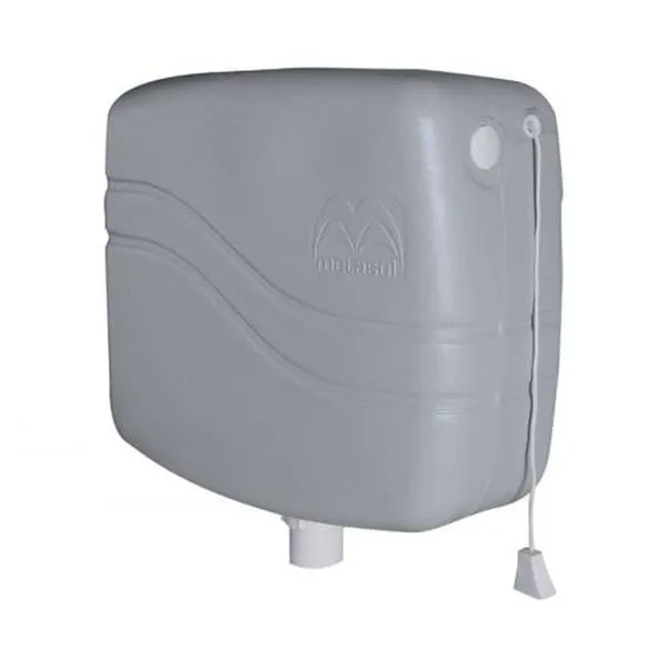 Caixa Descarga Cinza 9 Litros Metasul Polietileno Alta Densidade 35x17x31 - Vazão 1,3 L/s 1/2 40mm