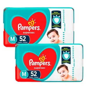 kit 2 Fraldas Pampers Supersec Hiper M - 52 Tiras