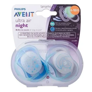 Chupeta Avent Ultra Air Night 6 a 18 Meses Azul 2 Unidades