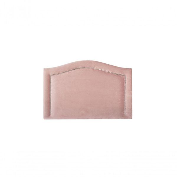 Cabeceira Solteiro Curva Luxo 90x60 Veludo Rosê - Tachas Prata