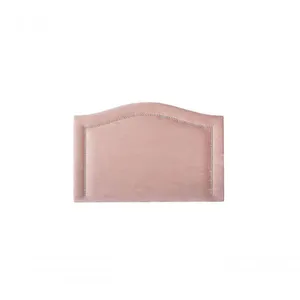 Cabeceira Solteiro Curva Luxo 90x60 Veludo Rosê - Tachas Prata