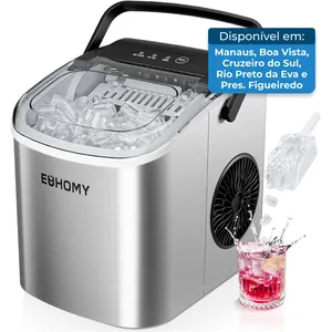 Máquina de Gelo 26 Libras 9 Cubos Preto EUHOMY A-BI