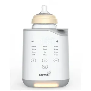 Aquecedor de Mamadeira GROWNSY 2025: Aquecimento Rápido em 35 Minutos, Controle Inteligente de Temperatura, Luz Noturna - Cinza