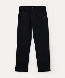 calça slim de sarja infantil com bolsos chino azul 12