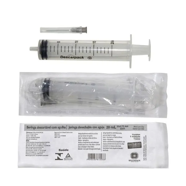 Seringa Descarpack Com Agulha 25x7 - 20ml