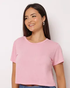 Blusa Feminina Cropped Básica Rosa GG