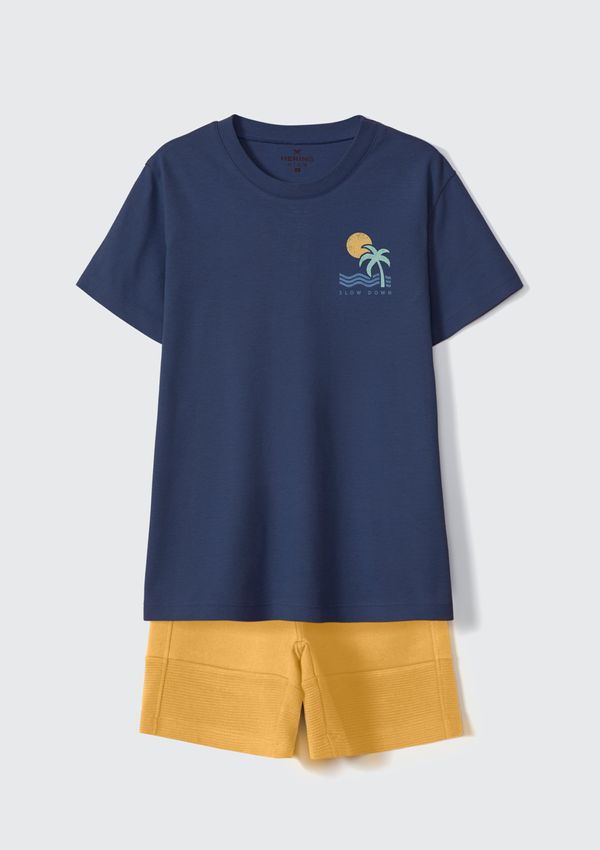 Conjunto Curto Infantil Menino Com Estampa - Azul 014