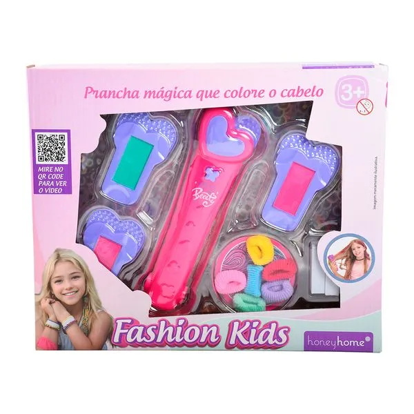 Kit Prancha Mágica Colore Cabelo Fashion Kids Infantil Pvc 10 Peças LM2175 - honeyhome