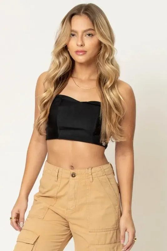 Top Feminino Up Glam Decote Coração Planet Girls Preto PP