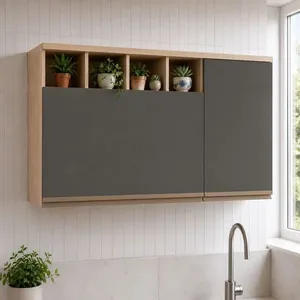 Armário Aéreo Brise 120cm 2 Portas MDP Bater e Basculante Amadeirado Luciane Móveis Armário Aéreo Brise 120cm 2 Portas MDP Bater Amadeirado Luciane Móveis