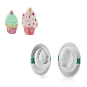 Kit 2 Cortadores Bolo 3d Cupcake Biscoito Sorvete Silikomart