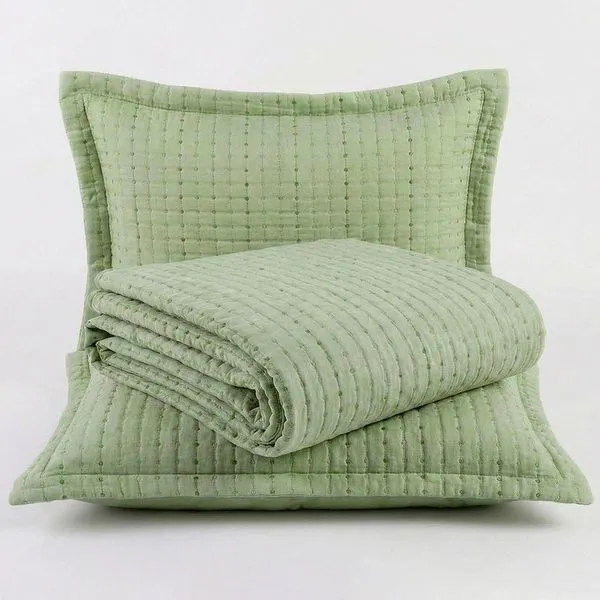 Kit Cobre Leito Bordare Queen 3 Peças 300 Fios Percal 100% Poliéster Toque de Algodão Verde Pistache Casa Scarpa Kit Cobre Leito Bordare Queen 3 Peças 300 Fios Toque de Algodão Verde Pistache Casa Scarpa