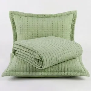 Kit Cobre Leito Bordare Queen 3 Peças 300 Fios Percal 100% Poliéster Toque de Algodão Verde Pistache Casa Scarpa Kit Cobre Leito Bordare Queen 3 Peças 300 Fios Toque de Algodão Verde Pistache Casa Scarpa