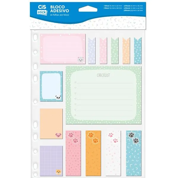 Bloco Adesivo Stick 14 Modelos 20 Folhas Ref.553446 Cis