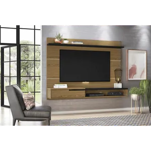 Painel Home para TV 50'', MDP/MDF, 1 Gaveta, 1 Prateleira - Balaton Freijó Mel / Preto