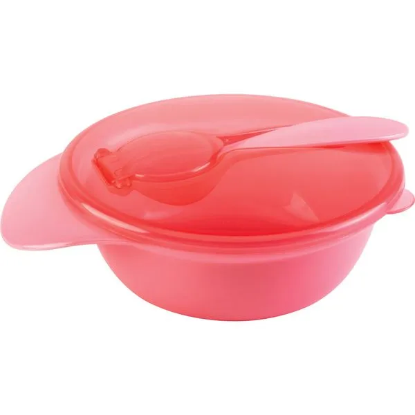 Kit Refeição Pote Bowl Com Tampa E Colher Buba Rosa