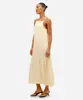 vestido midi feminino de viscose com recorte texturizado amarelo G