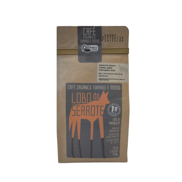Café Arábica Lobo do Serrote Orgânico Moído Nanolote Arara 1 - 250g