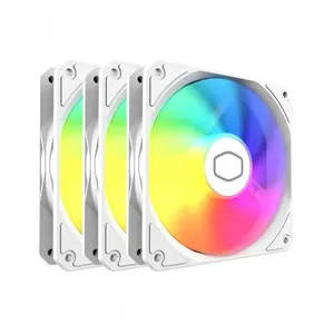 Kit 3 Fan para Gabinete MF120 Lite ARGB Alto Fluxo de Ar Iluminacao Personalizavel Branco Cooler Master Kit 3 Fan MF120 Lite ARGB para Gabinete Refrigeração Eficiente Branco Cooler Master