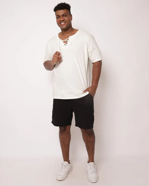 Bermuda Sarja Plus Size Masculina com Bolsos Preta G2
