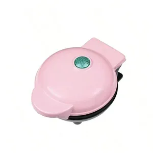 Mini Máquina De Assar Forma Elétrica Retro Waffle Coração 110V Rosa
