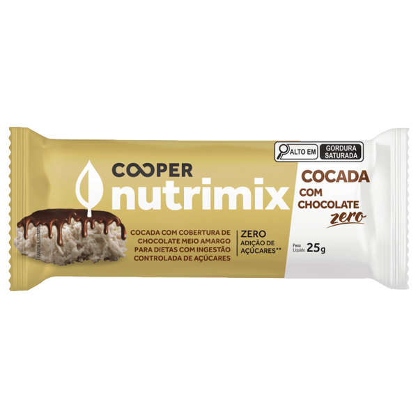 Barra de Cocada com Chocolate Zero Açúcares Cooper Nutrimix 25g