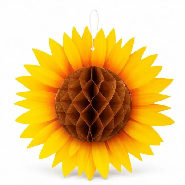 Girassol Decorativo com Centro Colmeia 3D Papel 25cm Amarelo e Marrom Extra Festas Girassol Decorativo Centro Colmeia 3D Papel 25cm Amarelo Extra Festas