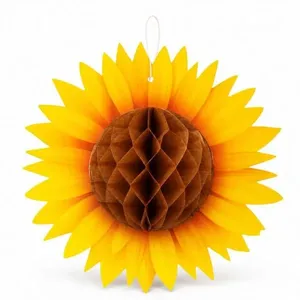 Girassol Decorativo com Centro Colmeia 3D Papel 25cm Amarelo e Marrom Extra Festas Girassol Decorativo Centro Colmeia 3D Papel 25cm Amarelo Extra Festas