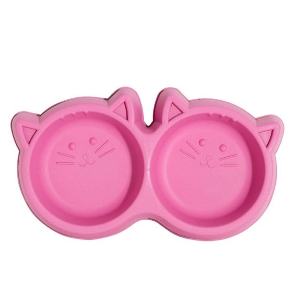 Comedouro Duplo para Gatos Pet Injet Luxo Rosa