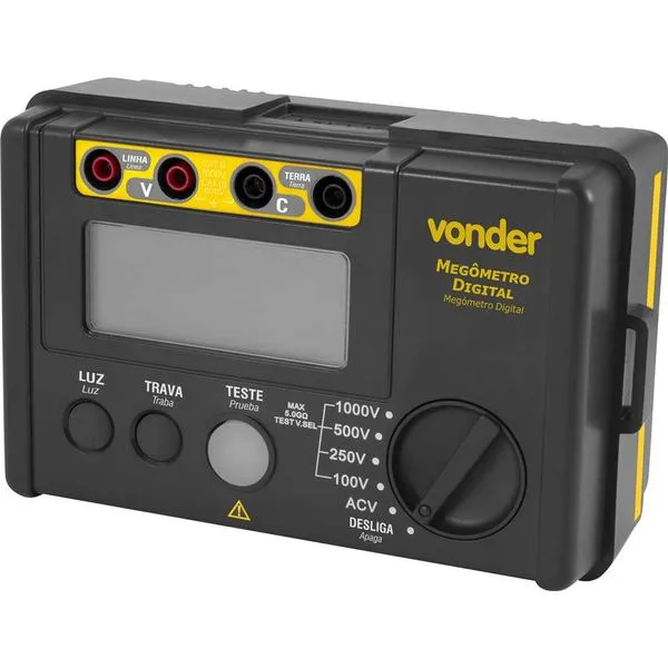 Megômetro digital 5,5 G OHM 100 V - 1.000 V - VONDER