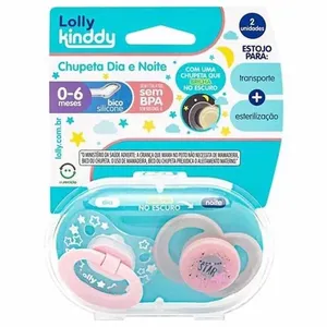 Chupeta Lolly Star Dia E Noite Silicone 2 Unidades Orto T1 Rosa (MP)