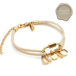 Pulseira Matiz Boreal Bege e Aço Personalizável Bege Ajustável