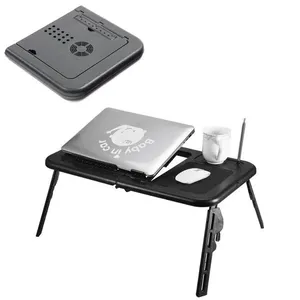 Mesa Suporte para Notebook com Duplo Cooler Base Refrigerada Altura Ajustável Dobrável com Porta Copos e Mouse Pad Mesa Suporte para Notebook com Coolers Base Refrigerada Altura Ajustável Dobrável com Porta Copos