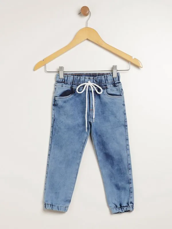 Calça Jeans Jogger Infantil Para Menino - AZUL 1