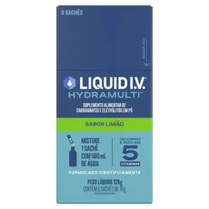 Suplemento Alimentar Liquid I.V. Hydramulti Sabor Limão 8 Sachês de 16g Cada