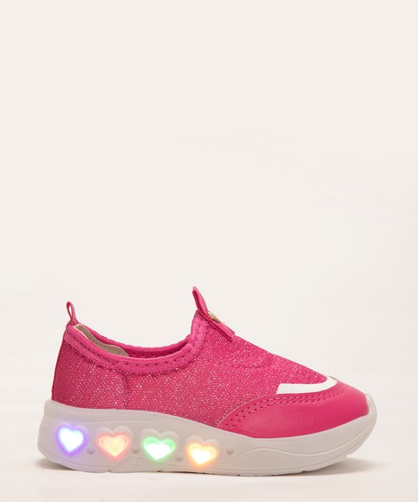 tênis infantil knit corações com luz molekinha pink 25