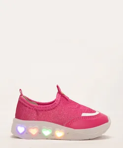 tênis infantil knit corações com luz molekinha pink 17
