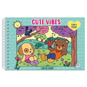 Livro De Colorir Cute Vibes Capa Dura Holográfica Verde