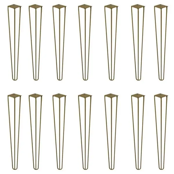 Kit 14 Pés De Metal 60 Cm Hairpin Legs Mesa De Canto Aparador Dourado G41
