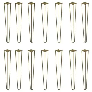 Kit 14 Pés De Metal 60 Cm Hairpin Legs Mesa De Canto Aparador Dourado G41