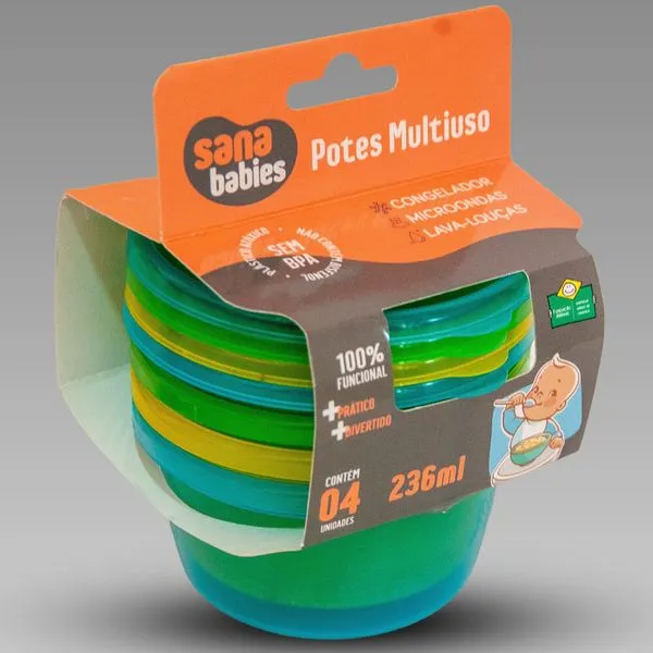 Potes Multiuso 236ML Com 4 Unidades 9312 9312